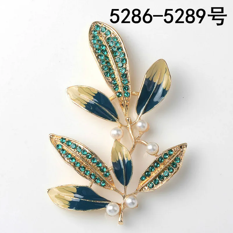 

10PC 41*62mm Alloy Material Gold color Pearl Crystal Oil drop Leaf Branch Charm for Wedding DIY Jewelry Accessory Findings