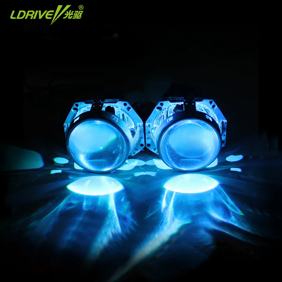 LDRIVE 2PC High Grade 6colors RGB LED Angel Eyes APP Control Demon Halo Rings Devil Eye Car Headlights Projector Lens | Автомобили и