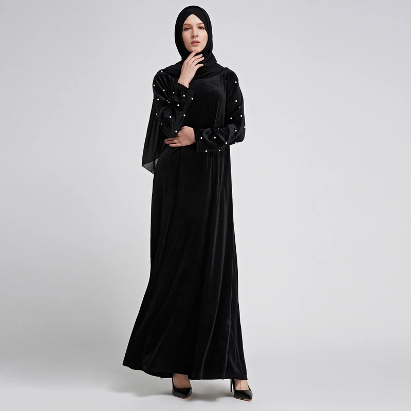 Зимнее Vestido abaya халат Дубай Арабский Кафтан мусульманский бархат хиджаб платье Катара Кафтан Абая для женщин турецкая исламская одежда