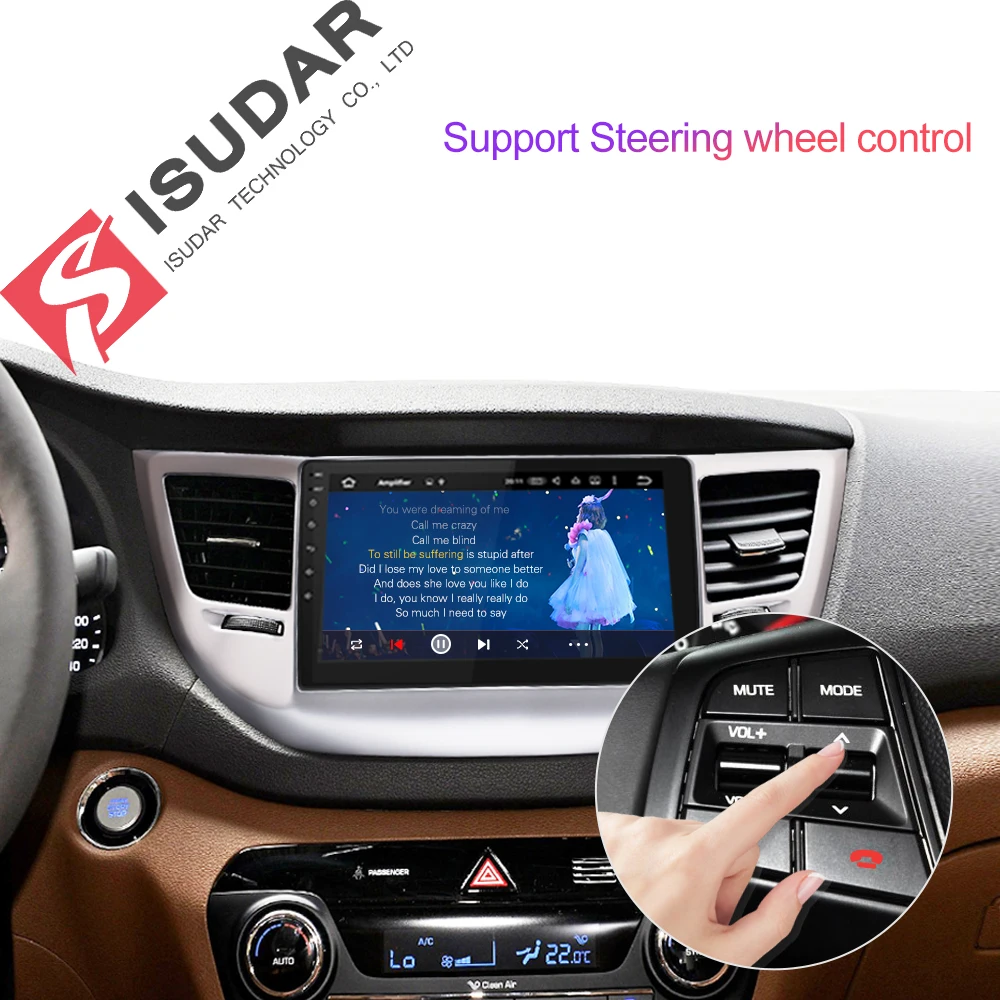 Isudar Android 9 1 Din Автомобильный мультимедийный плеер для hyundai Tucson/IX35 2016 2017