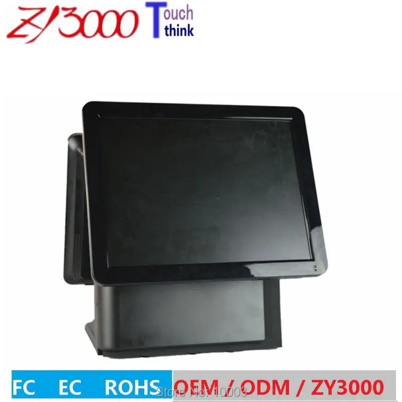Новый запас I3 4010 DDR8G 128G SSD 15 дюймов емкостный сенсорный экран двойной все в одном POS