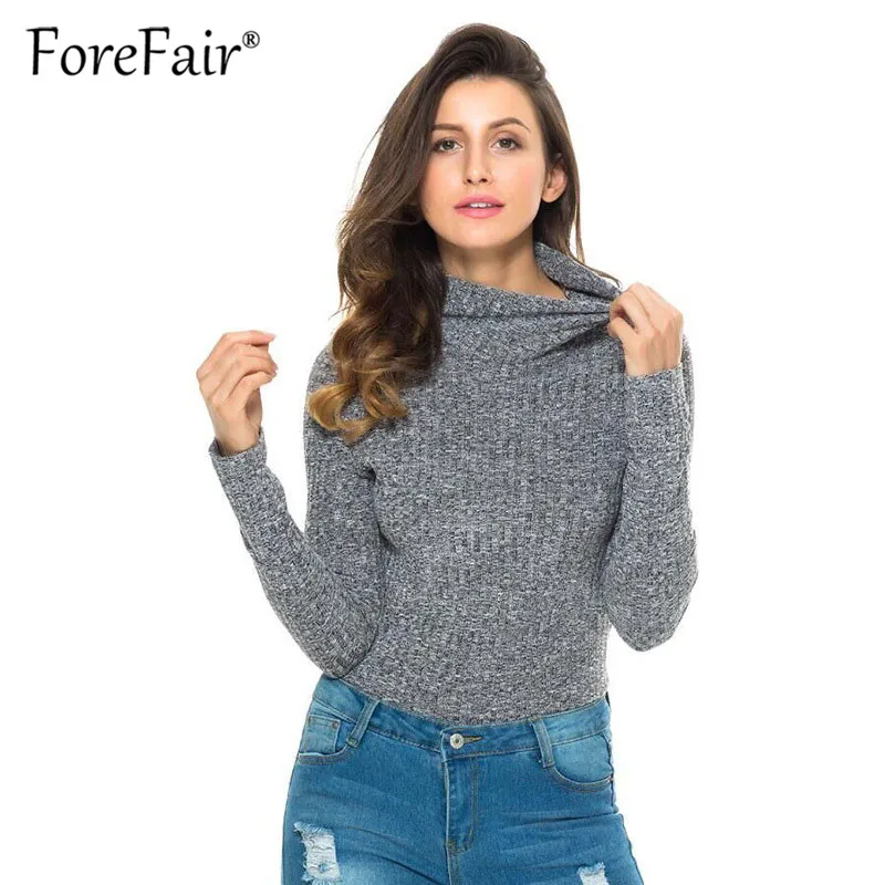 Forefair сексуальный однотонный вязаный эластичный облегающий боди для женщин 2018