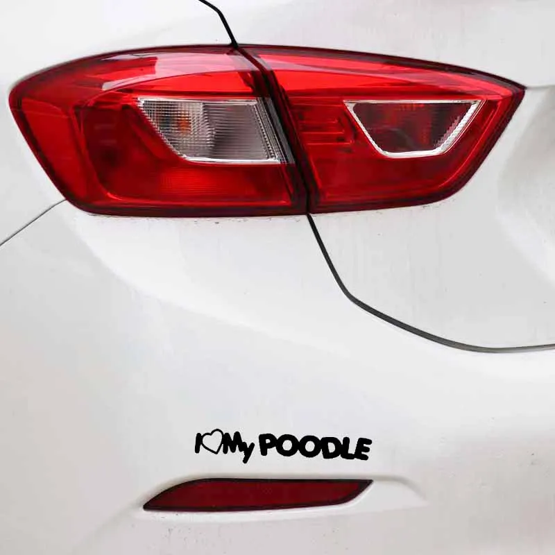 YJZT 14 см * 2 7 интересные виниловые автомобильные наклейки с надписью I Love Poodles