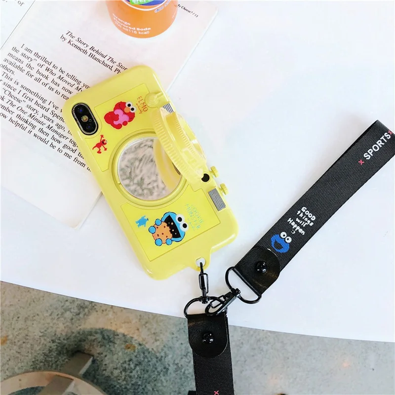 Зеркальный чехол для телефона для iphone XR/XS max/XS мультяшная пудра Улица Сезам для iphone 8 7plus 6 6splus
