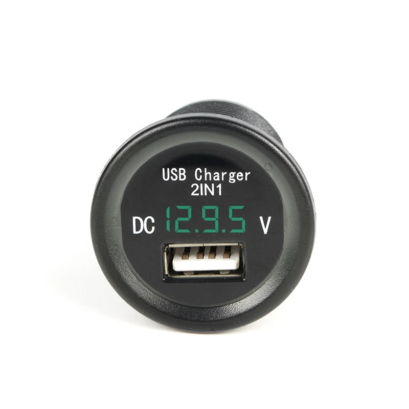 Прикуривателя Автомобильный прикуриватель USB Зарядное устройство телефона gps светодиодный дисплей цифрового вольтметра счетчик часы монитор 12v 24v мотоциклов - Название цвета: Зеленый
