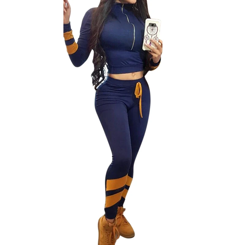 Повседневные спортивные костюмы для женщин 2 шт. наборы ухода за кожей с длинным