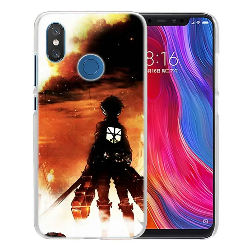 08 Для Xiao mi Red mi Note 7 Go 6 6A Pro S2 5 Plus 4X mi Play 8 lite A2 A1 Прозрачный жесткий пластиковый чехол с изображением японского аниме атака на Титанов - Цвет: 08
