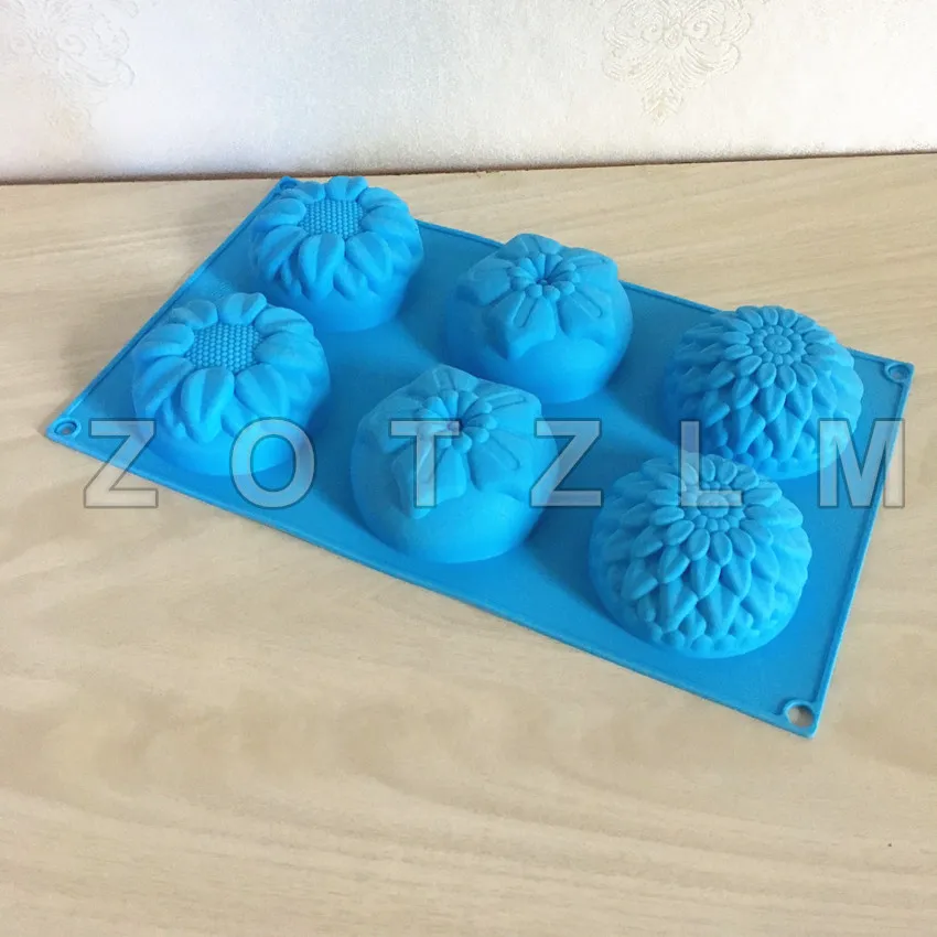 Big Size Flowers Silicone Cake Mold Cookie Candy Mooncake Soap Making Tools Chrysanthemum Sunflower Peach Blossom Shapes GJD062 | Дом и сад