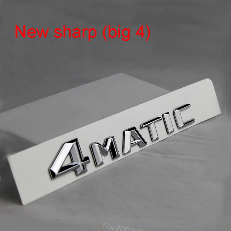 new sharp big 4 Эмблема с буквами для Mercedes Benz 4matic, значок, автомобильный Стайлинг, переоборудование багажника, 4 колеса, логотип, наклейка, глянцевый черный хром, старый - Цвет: new sharp big 4
