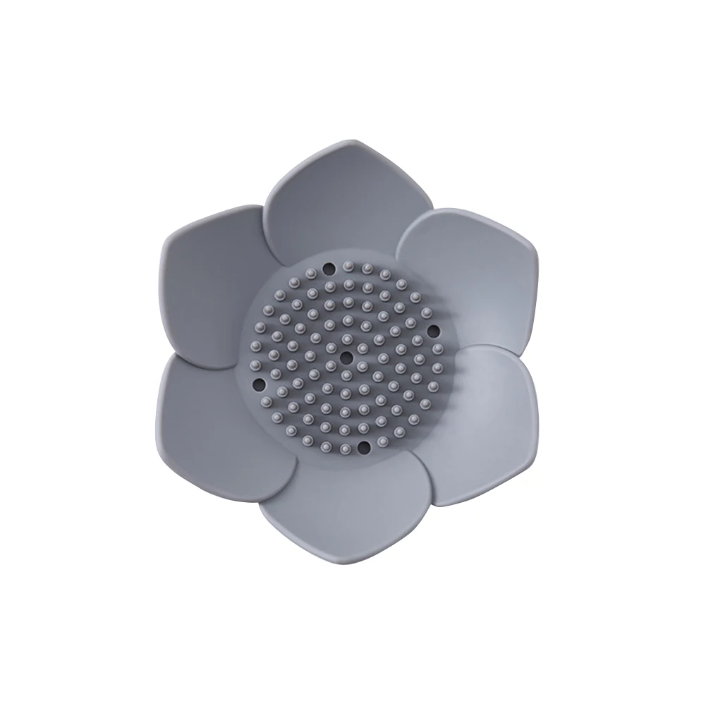 Holder Storage Shower Bathroom Supplies Soap Box Container Flower Shape Accessories Silicone Dish Hollowed Drain Anti Slip Home