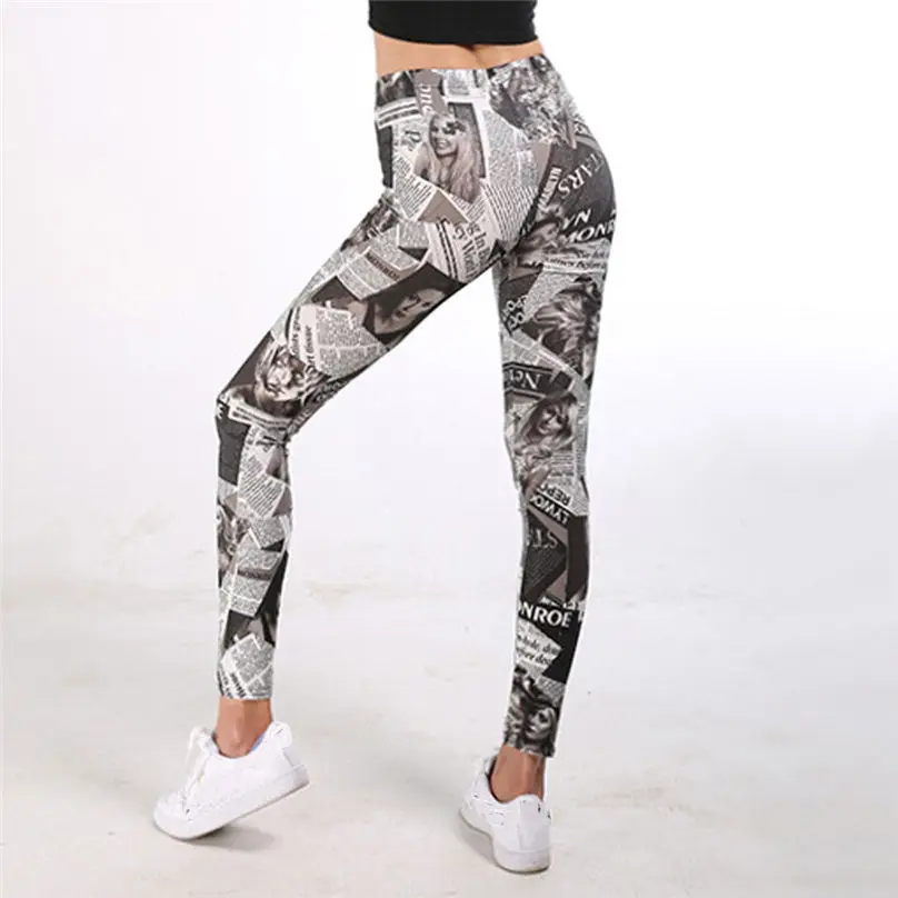 Женские брюки с цифровым принтом спортивные и облегающие женские леггинсы 2019 #3A12
