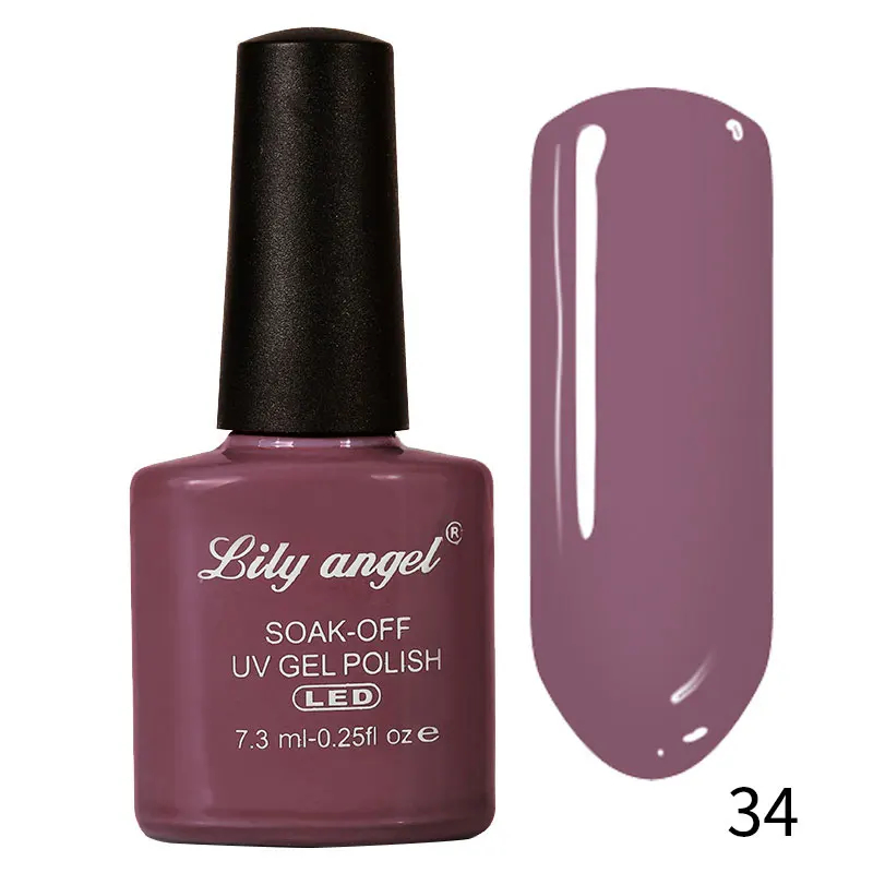 34 Lily Angel, высокое качество, Гель-лак для ногтей, для маникюра, салонные советы, горячая Распродажа, цвет, 7,3 мл, впитывается, органический УФ светодиодный Гель-лак для ногтей - Цвет: 34