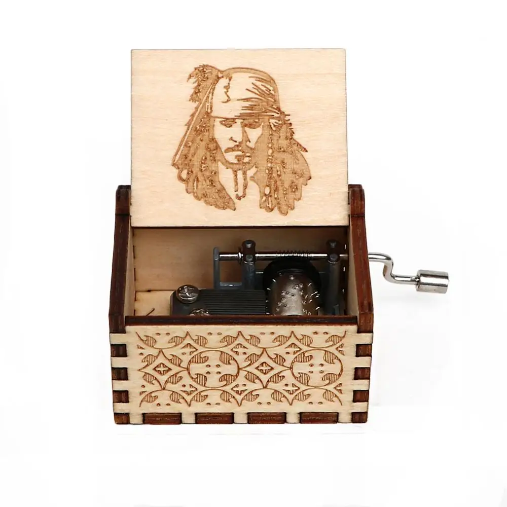 Wholesale Antique Carved Wood Hand Music Box Caribbean Pirate Birthday Gift Christmas Home Decoration | Дом и сад