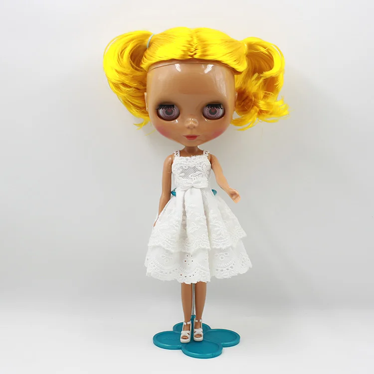 Бесплатная доставка желтая короткая кукла для волос|blythe nude doll|nude dollhair blythe |