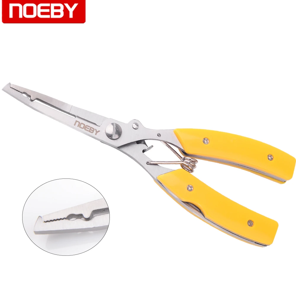 Рыболовные плоскогубцы из нержавеющей стали NOEBY, два цвета, многофункциональные плоскогубцы, плоскогубцы для крючков, рыболовные инструменты - Цвет: huang