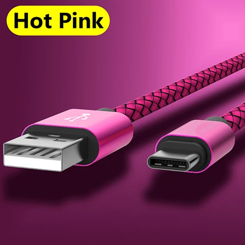 Hot Pink type c Тип usb C зарядный кабель для передачи данных для samsung Galaxy A6/A8/плюс A3/A5/A7 S8 1/2/3 М длинные мобильного телефона Зарядное устройство короткий шнур - Цвет: Hot Pink type c