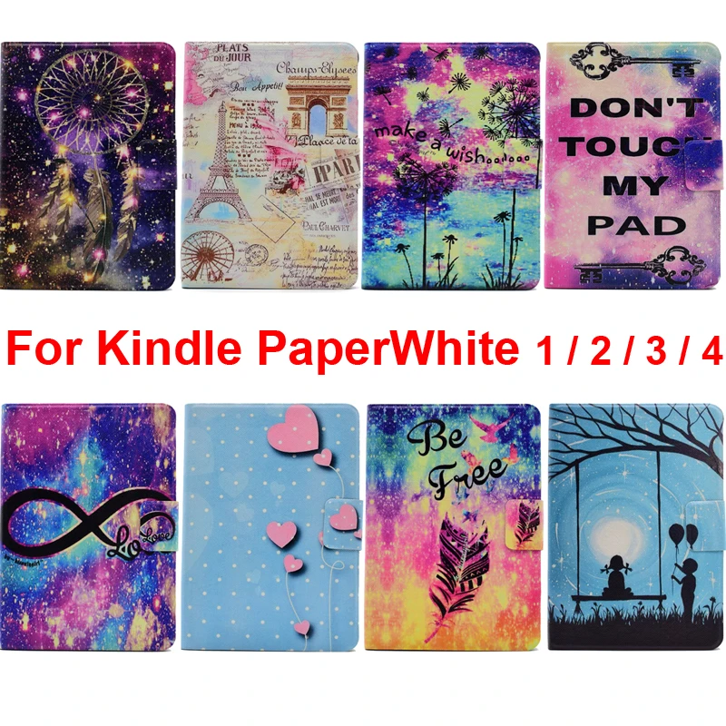 Красивый чехол с принтом для Amazon Kindle PaperWhite 2 3 защитный белая кожа бумажная пленка
