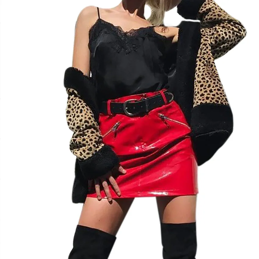 Юбка карандаш Женская из искусственной кожи на молнии с металлической