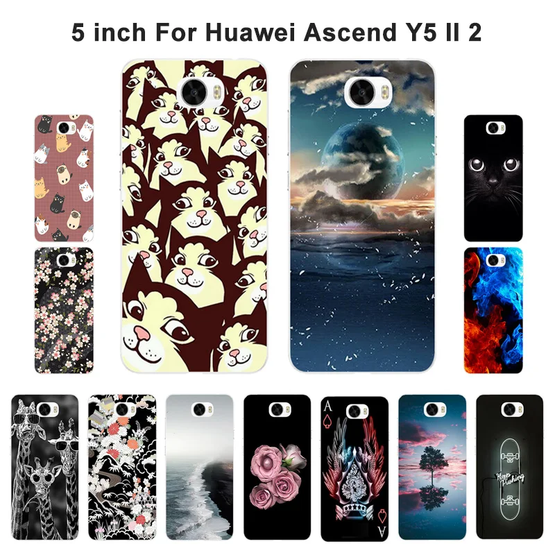ТПУ мягкие чехлы для телефонов Huawei Y5 II Y5ii Y52 чехол Ii Y5II Blaze окрашенные силиконовые
