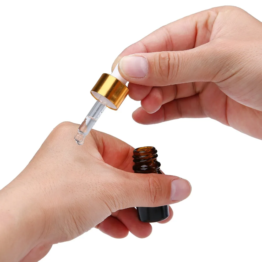 5 шт./компл. янтарные бутылки эфирного масла со стеклянными капельницами для глаз