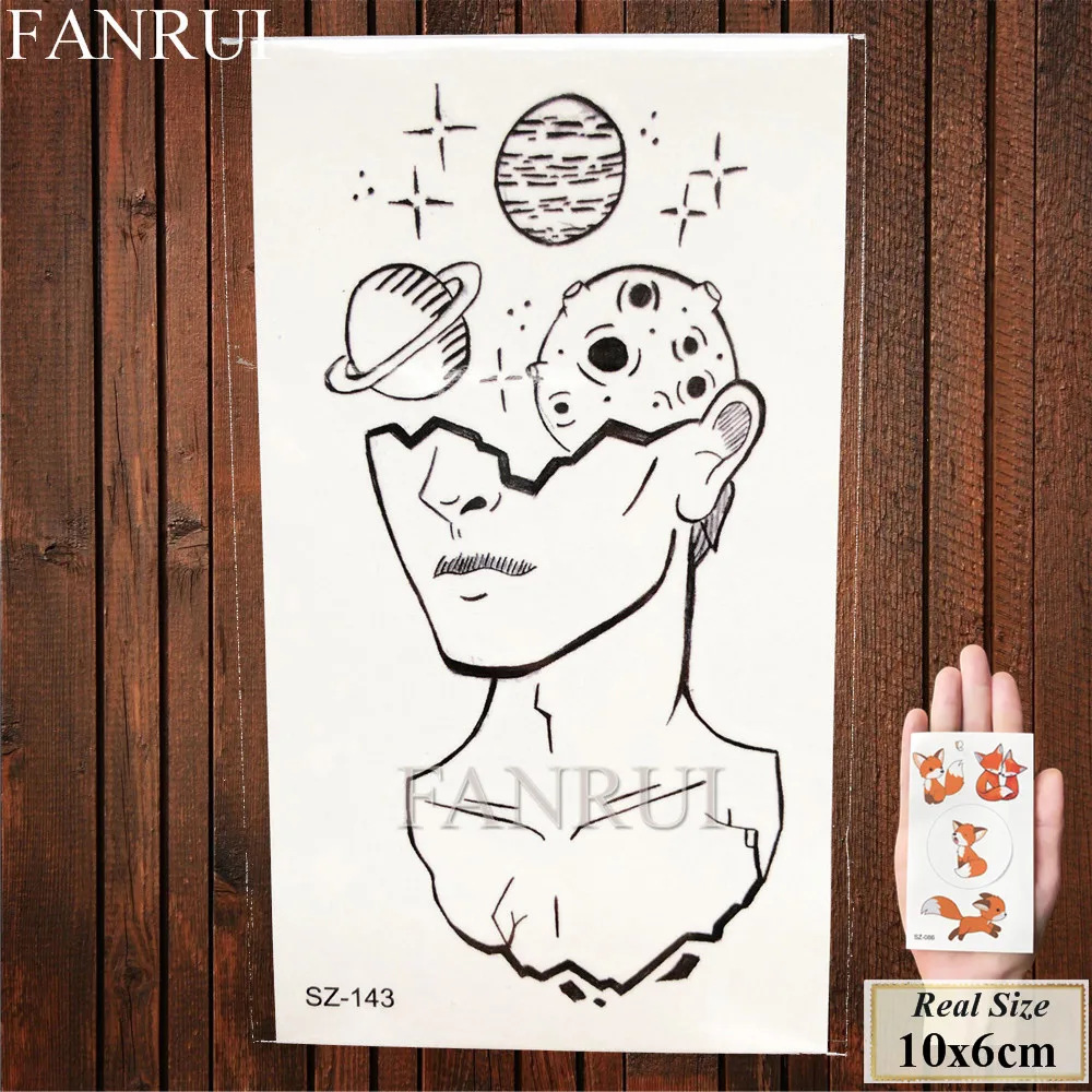 ASZ143 FANRUI, черный треугольник, татуировки, временные, для женщин, Геометрическая рука, астронавт, Арт, тату, наклейки, планета, вода, передача, тату, Космический человек - Цвет: ASZ143