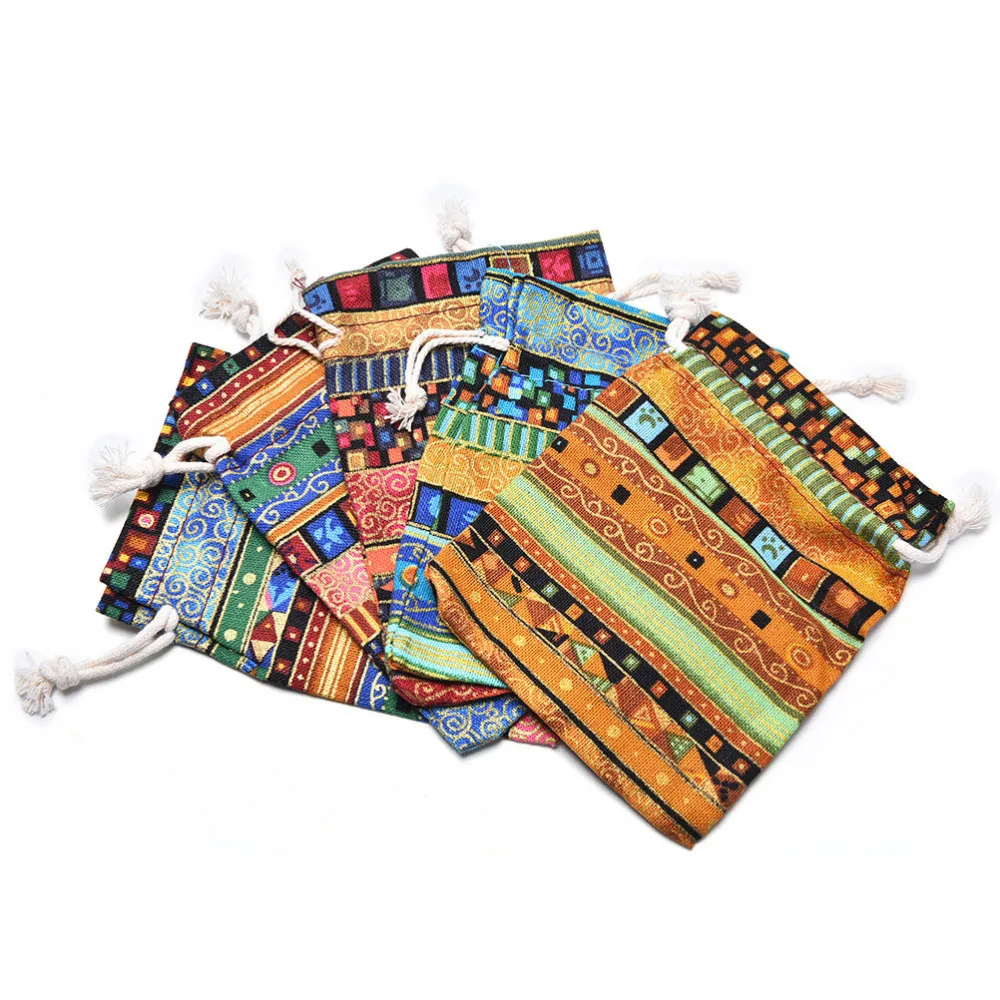 

1pc Colorful Perfect Exotic Christmas Wedding Gift Bag Jewelry Pouch Cloth Linen Fabric Packaging With Drawstring 10cm * 14cm