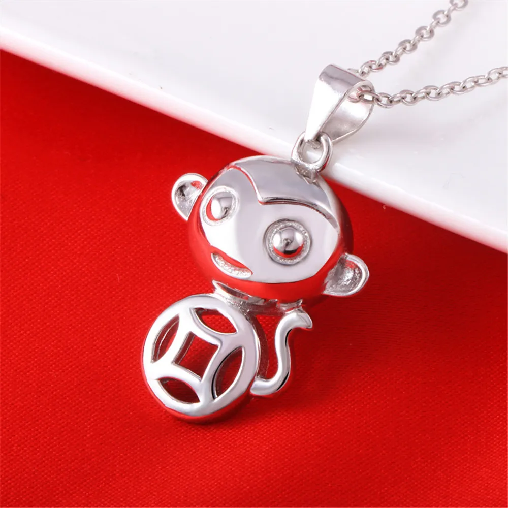 Фото 100% Silver 925 Jewelry Sterling Necklace for Women Cute Coin Monkey Pendant girls Украшения и аксессуары 100% Silver 925 Jewelry Sterling Necklace for Women Cute Coin Monkey Pendant girls Украшения и аксессуары