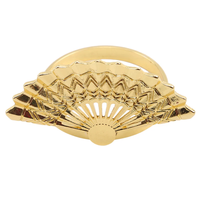 Украшение стола Золотой вентилятор салфетка Пряжка Салфетка кольцо для