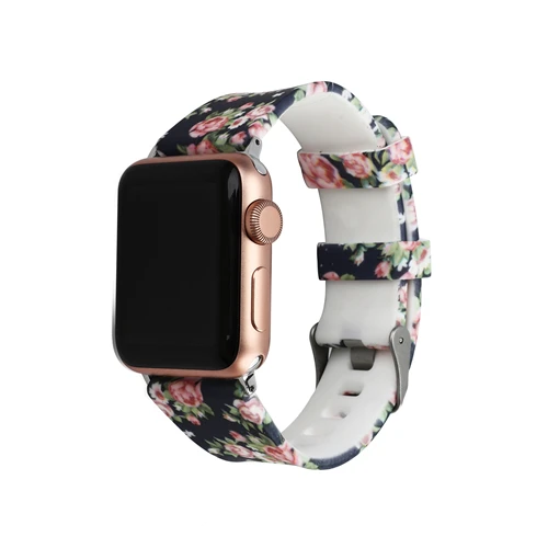 B Спортивный ремешок для Apple Watch 42 мм 38 мм Iwatch series 3 2 1 силиконовый браслет печать ремешок для часов+ металлическая пряжка - Цвет ремешка: B