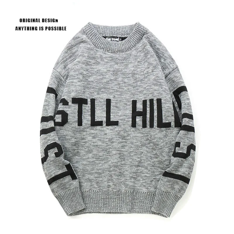 Мужской Свитер оверсайз в стиле хип-хоп панк с надписью корейский стиль большие