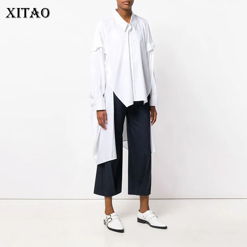 Женская Асимметричная плиссированная блузка XITAO асимметричная с разрезом и