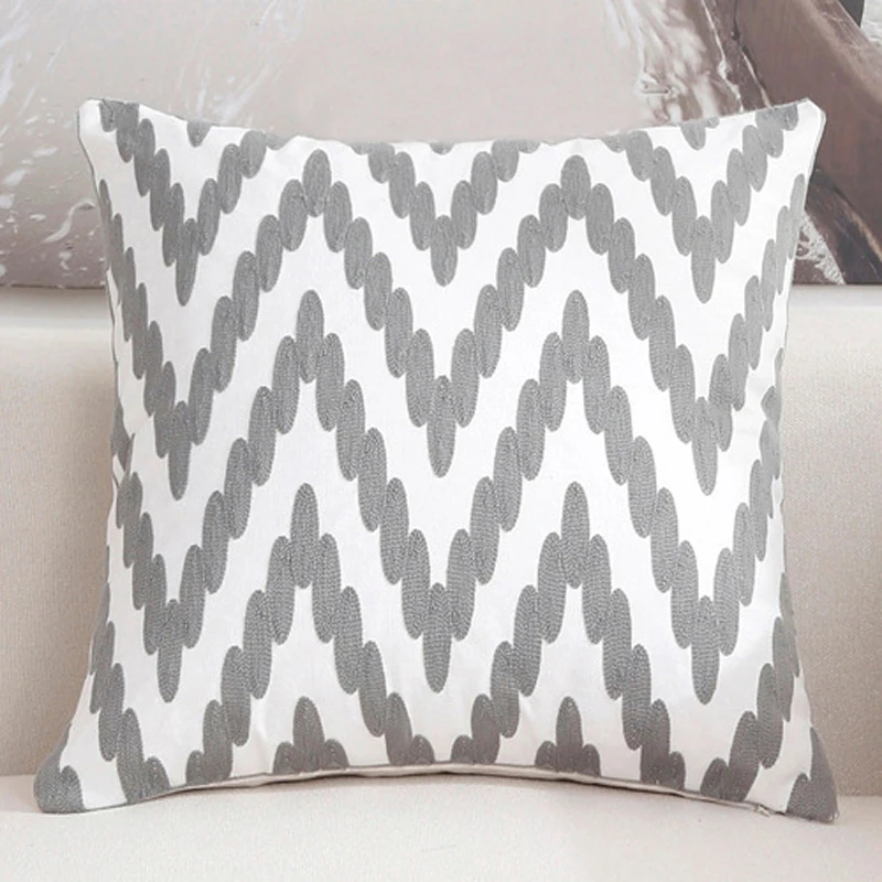 

Embroidery Cushion Cover 45*45 Gray Pillowcase Hotel Office Home Decrative Cushion Cover For Sofa Chair Pillow Case