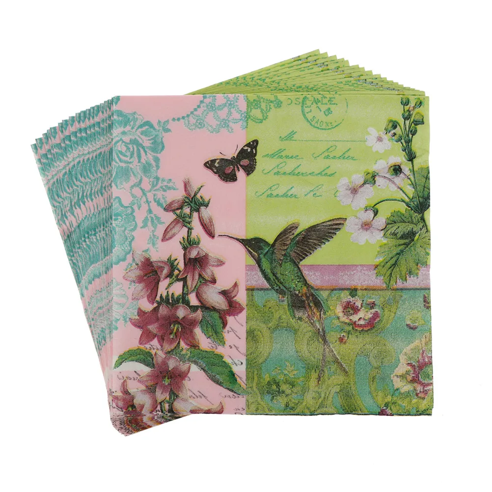 20 шт. бабочка пчела Радуга Цветочная птица салфетка Кофейня стеклянный Декор