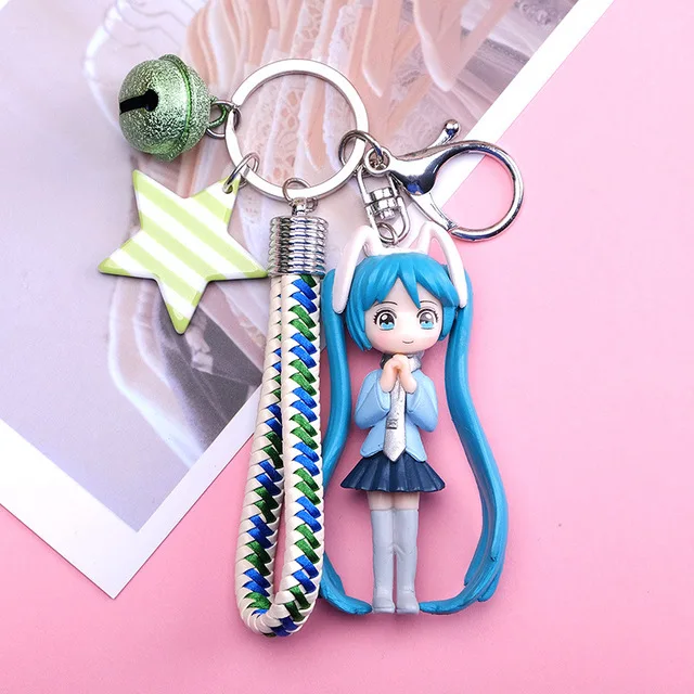 Аниме Hatsune брелок Мику цепь кулон брелок с фигурками из мультфильмов второй Юань кулон выставка маленькие подарки аксессуары - Цвет: Слоновая кость