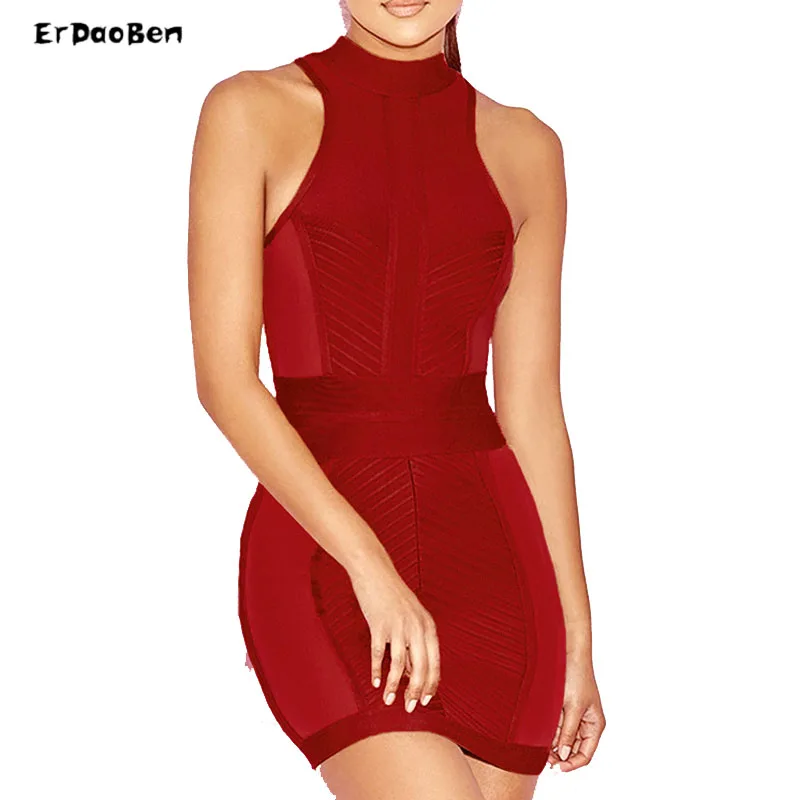 2017 Для женщин район сетки без бретелек Бандажное платье Черный Красный вечернее