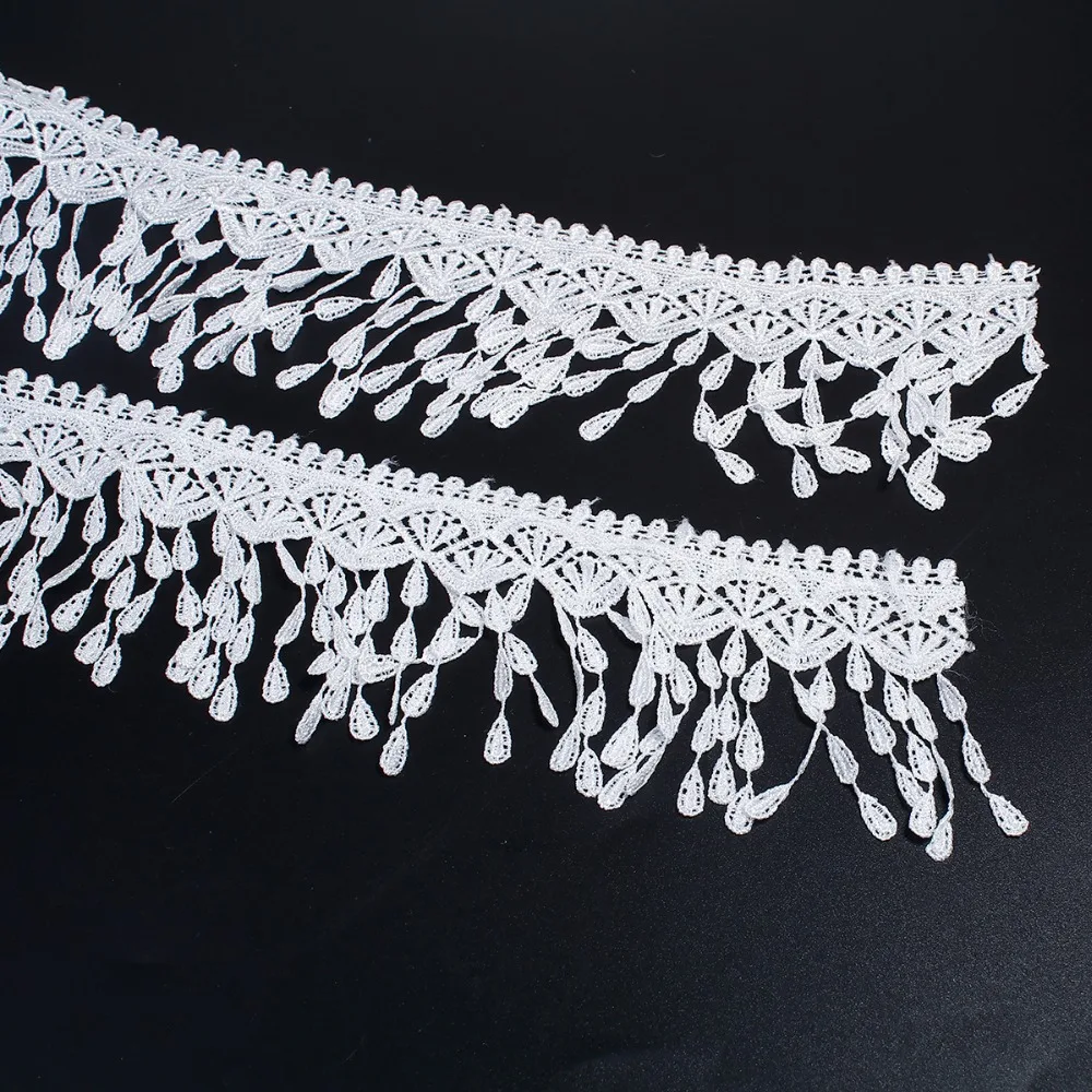 Красивая белая кружевная лента DoreenBeads европейская ткань вышивка с кисточкой