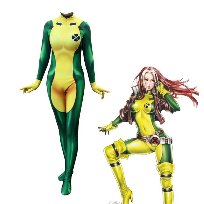 Фильм X-men Rogue Косплей костюмы Анна Marie Gambit лайкра спандекс зентай Боди Комбинезоны Необычные Бальные платья для женщин девочек