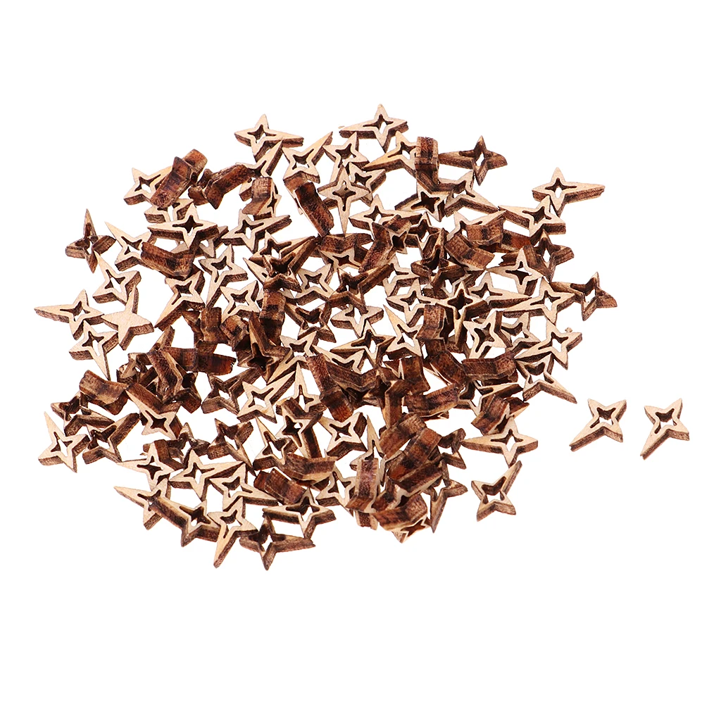 100 шт. Незаконченные деревянные полые 4 с рисунком пятиконечной звезды деревянный