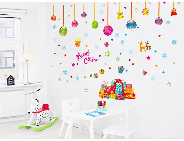 Рождество Wal наклейка счастливый снеговик олень Снежинка Наклейки на стены с