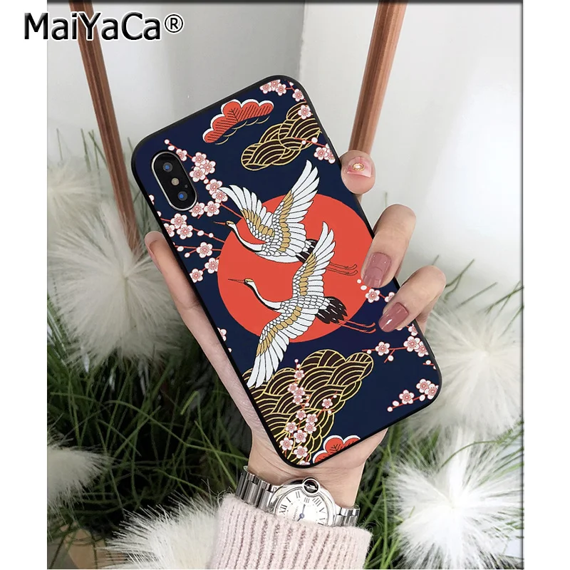 Мягкий силиконовый чехол для телефона MaiYaCa Japanese Art Fuji Mountain Wave из ТПУ iPhone 8 7 6 6S Plus X XS