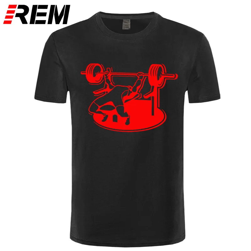 REM новые Брендовые мужские футболки летние хлопковые футболки с коротким рукавом Бодибилдинг скамья пресс штанга футболка размера плюс