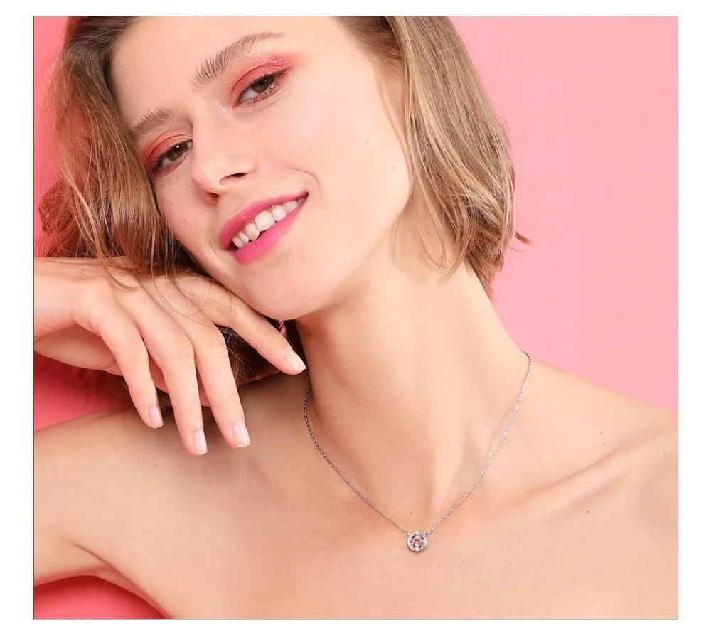 Viennois 925 пробы Серебряная цепочка Ожерелье движение Круглый Круг проложили Стразы кулон кристалл для женщин ювелирные изделия