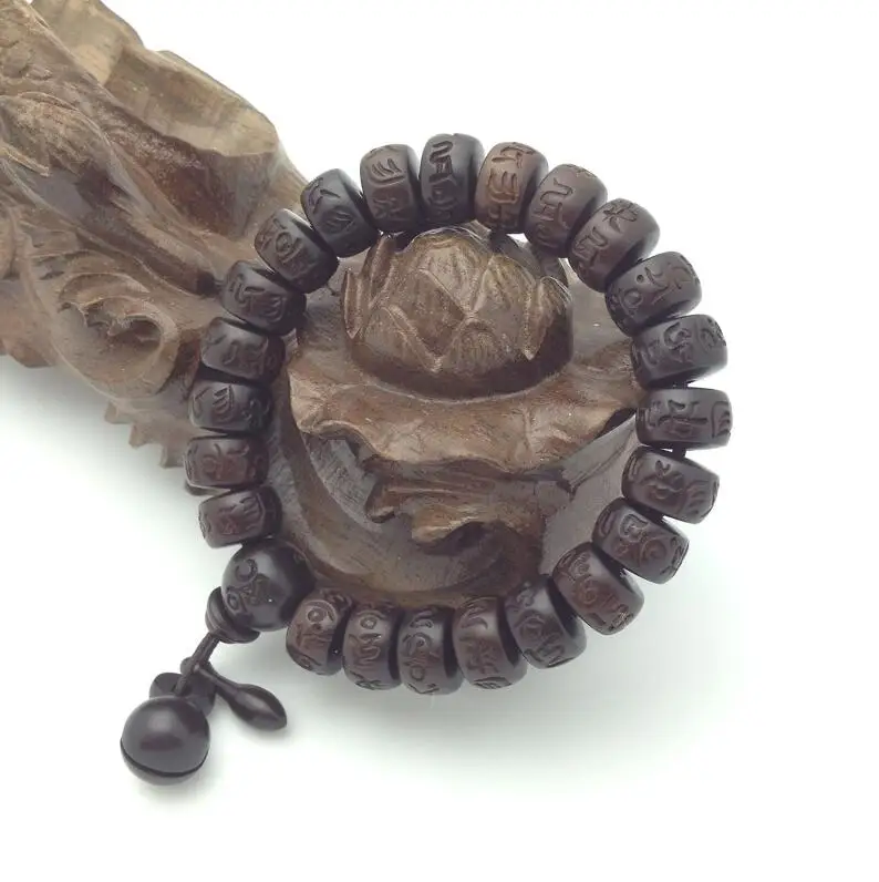 13 MM Beads Noter античное дерево ююба Будда браслет письмо руны медитация дерево мужчины Braclet Ом Мани Падме Хум Armbanden Йога ювелирные изделия - Окраска металла: 13 MM Beads