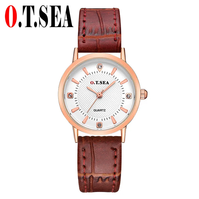 

2021 New Luxury O.T.SEA Brand Leather Watches Men Women Fashion Crystal Dress Quartz Wristwatches Clock Hour 6688-6