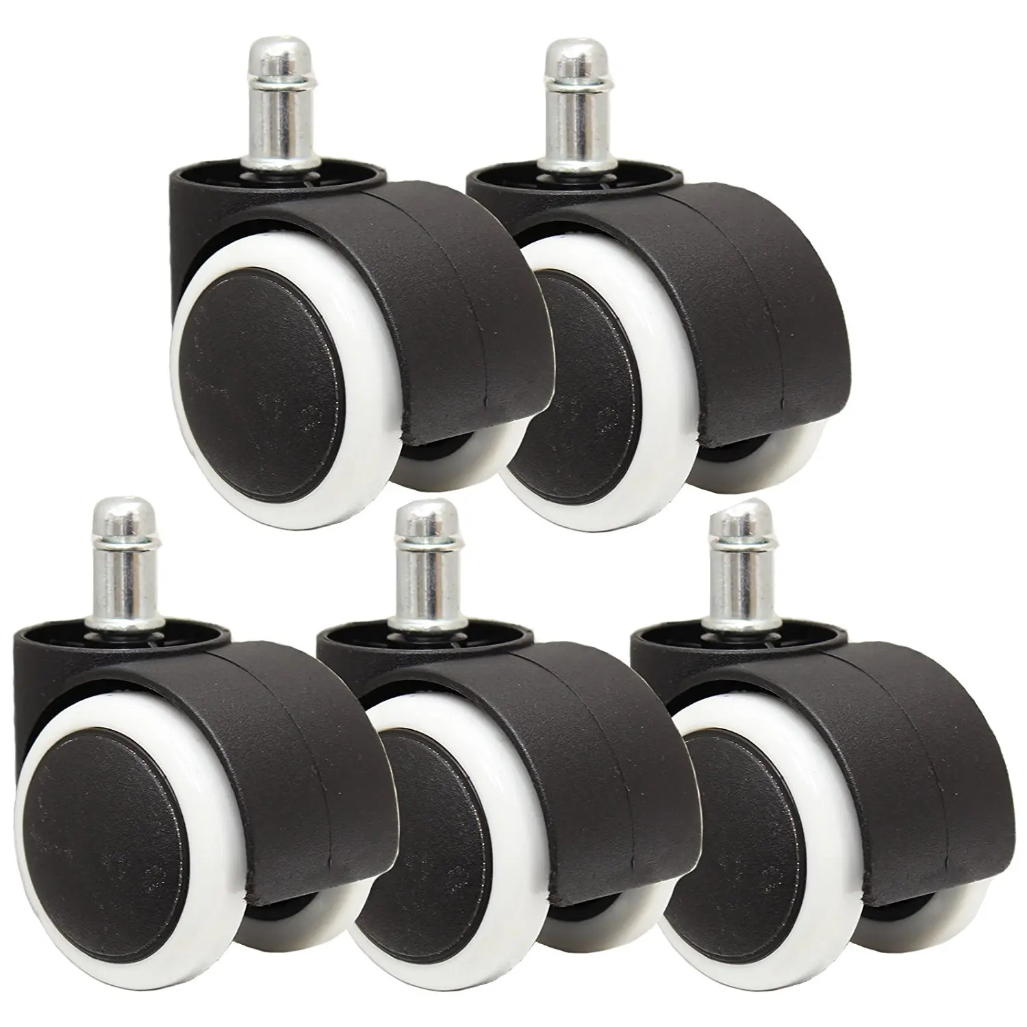 

BMBY 50mm Office Chair Roller Castor Wheels - Set of 5 - black&white