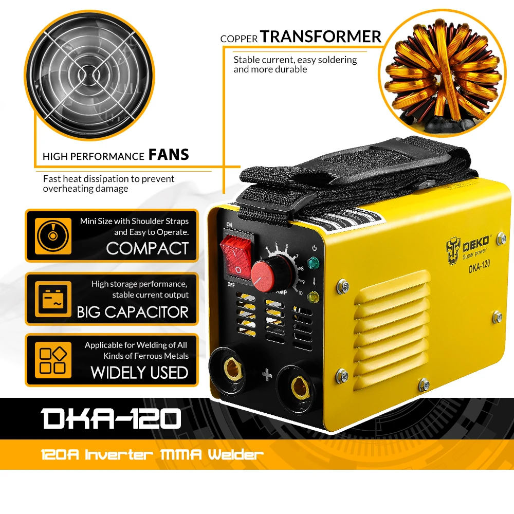 Оригинальный DEKO DKA 120 120A 4.1KVA IP21S инвертор дуговой Электрический сварочный аппарат