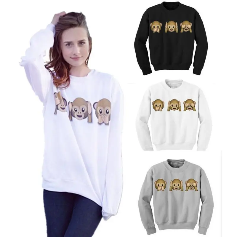 Spring Autumn women's tracksuits Casual Cartoon kawaii Cute 3D Sweatshirt Women Monkeys Sweatshirt  tracksuit for women