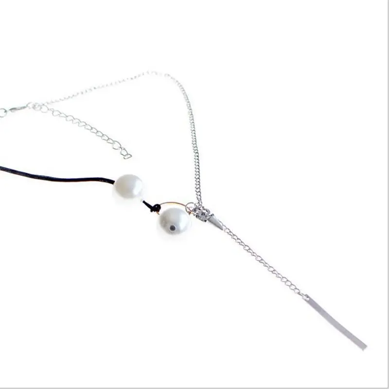 Готическая Черная кожа имитация жемчуга ожерелье-чокер для женщин новый дизайн