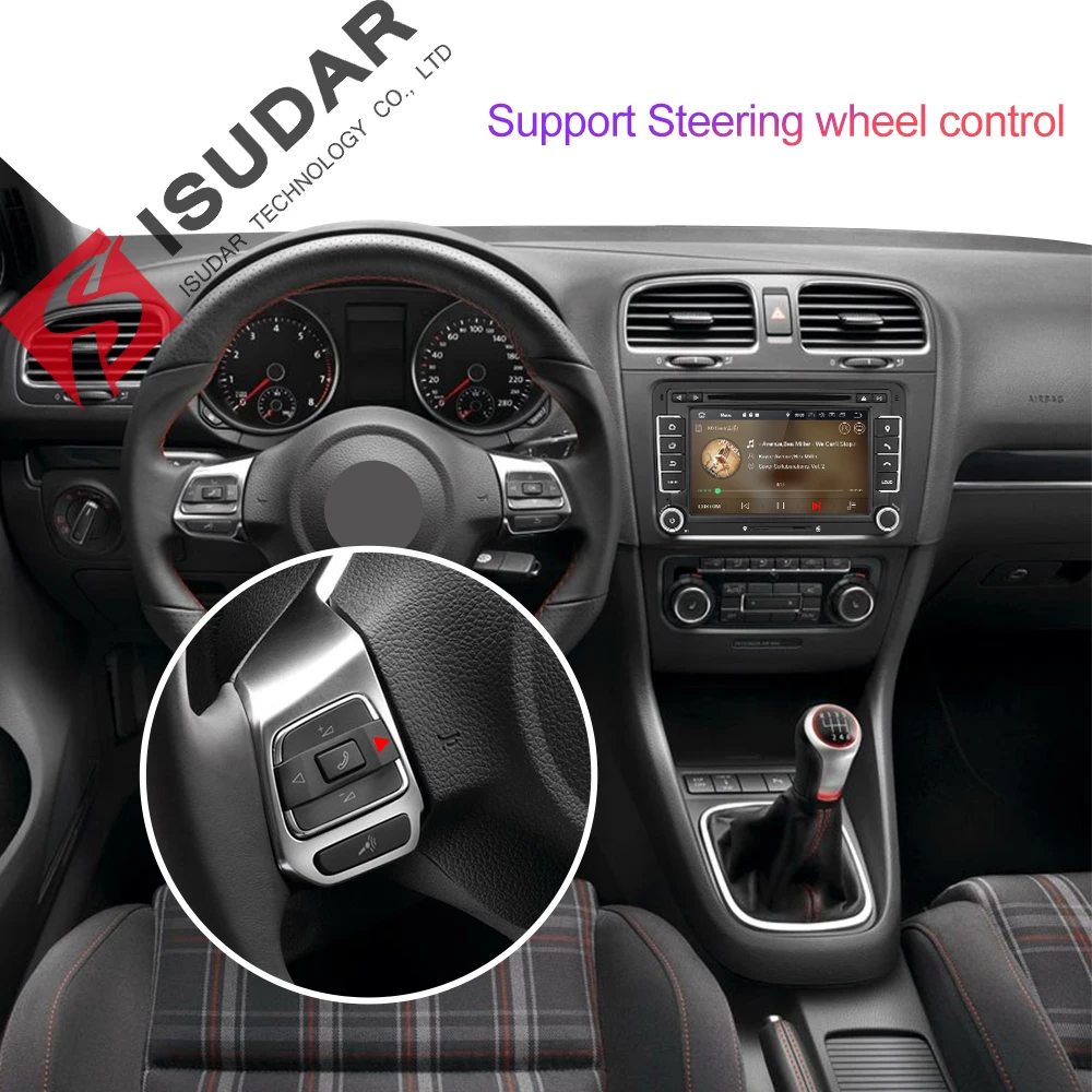 Isudar Автомобильный мультимедийный плеер Android 9 gps 2 Din для VW/Golf/Tiguan/Skoda/Fabia/Rapid/Seat/Leon Canbus Automotivo DVD компактное минирадио