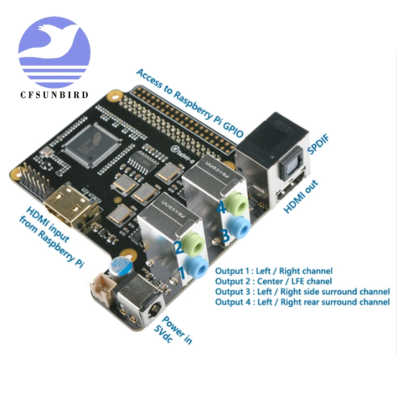 X6000 7 1 Hi Fi аудио канал плата расширения для Raspberry Pi 3 Model B/2B/B +|Оборудование